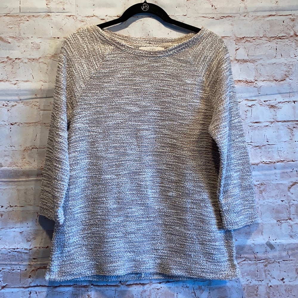 LOFT pullover sweater boucle boatneck 3/4 sleeve